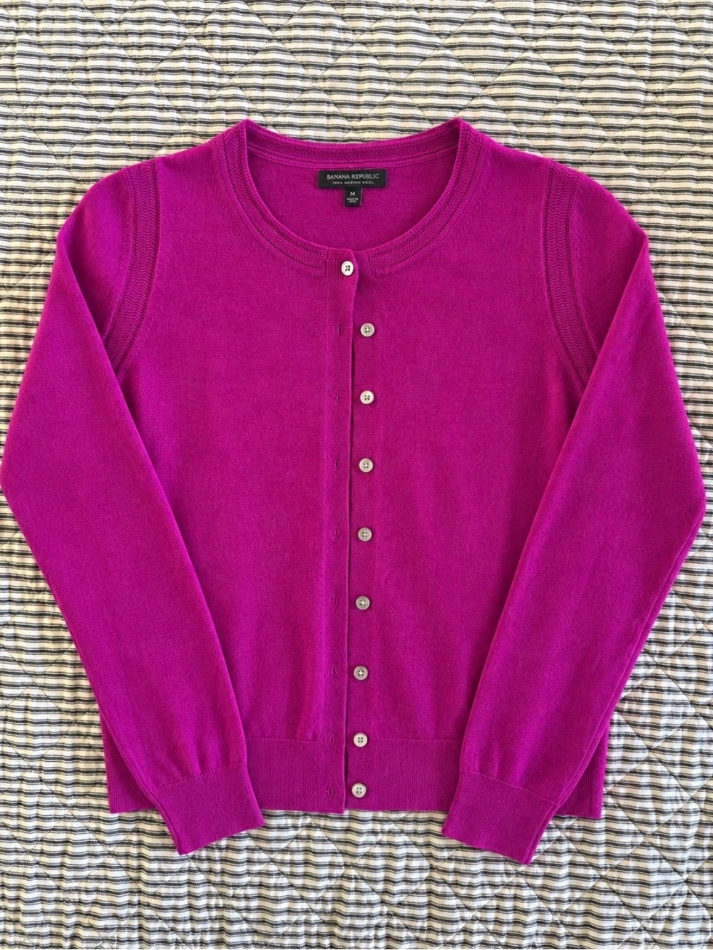 Banana Republic 100% Merino Wool Magenta Cardigan